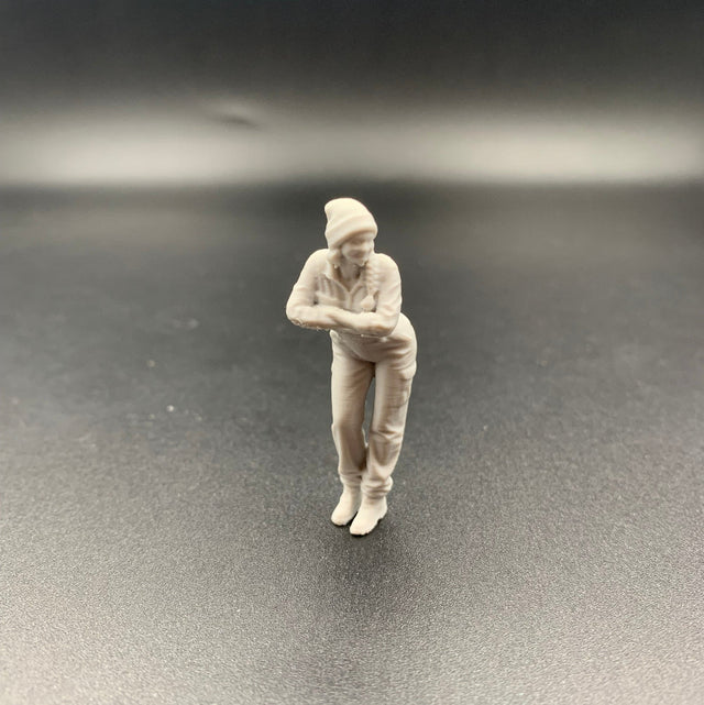 Female Engineer Crew Figure Leaning Forward