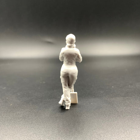 Female Engineer Crew Figure Leaning on Shovel