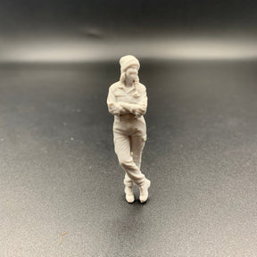 Female Mechanic Engineer Crew Figure Leaning Model Boats