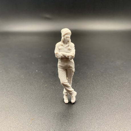 Female Mechanic Engineer Crew Figure Leaning Model Boats