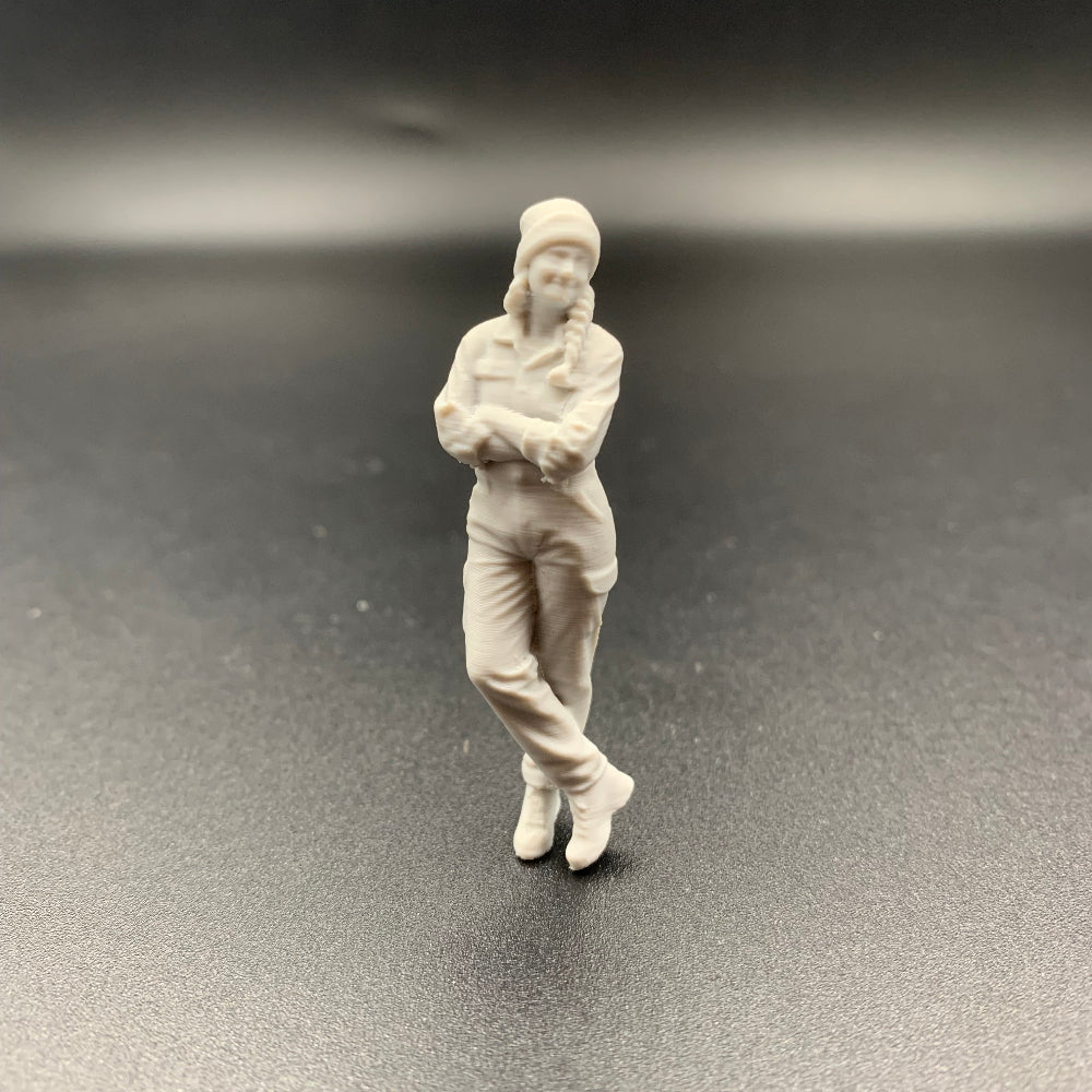 Female Mechanic Engineer Crew Figure Leaning
