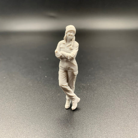 Female Mechanic Engineer Crew Figure Leaning