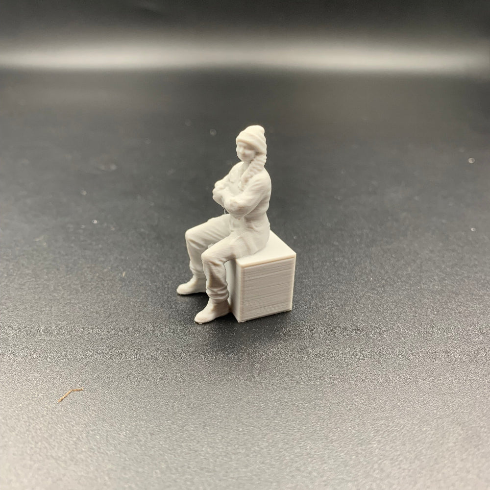 Female Mechanic Engineer Crew Figure Sitting