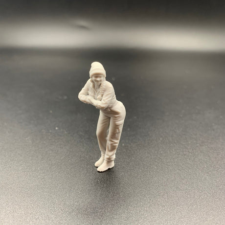 Female Mechanic Engineer Crew Figure Leaning Forward