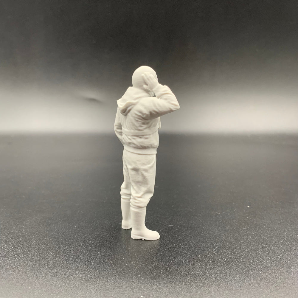 Fisherman crew figure for model boats with relaxed posture and lifelike casual stance