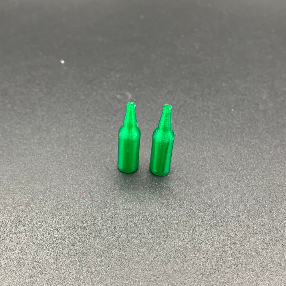 Green Miniature beer bottles for scale models, model boats, dioramas and dollshouses