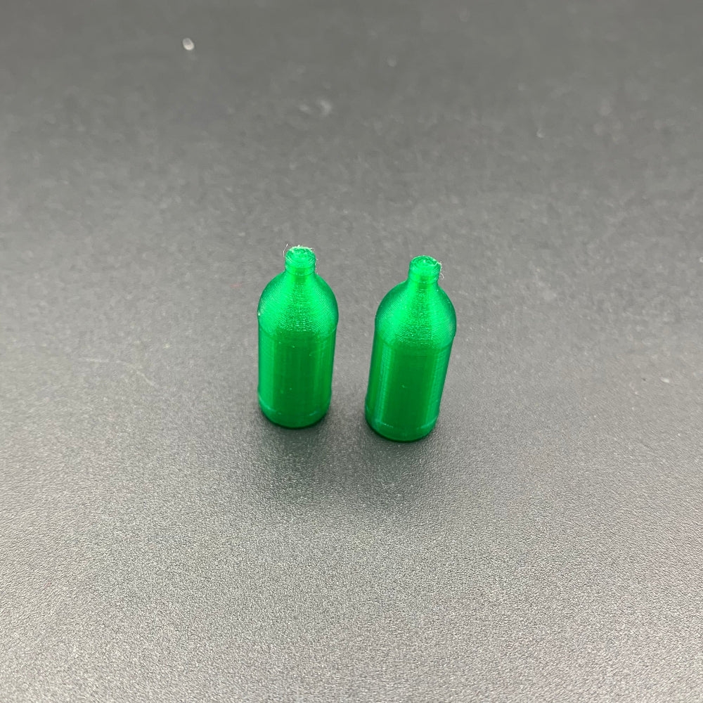 Green Miniature stubby beer bottles for scale models, model boats and dioramas