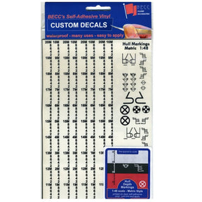 Hull Waterline Markings Metric Black 1:48 Scale - Model Realm