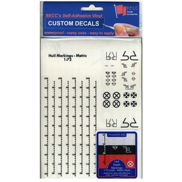 Hull Waterline Markings Metric Black 1:72 Scale