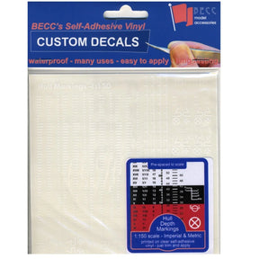 Hull Waterline Markings White Metric & Imperial 1:150 Scale - Model Realm