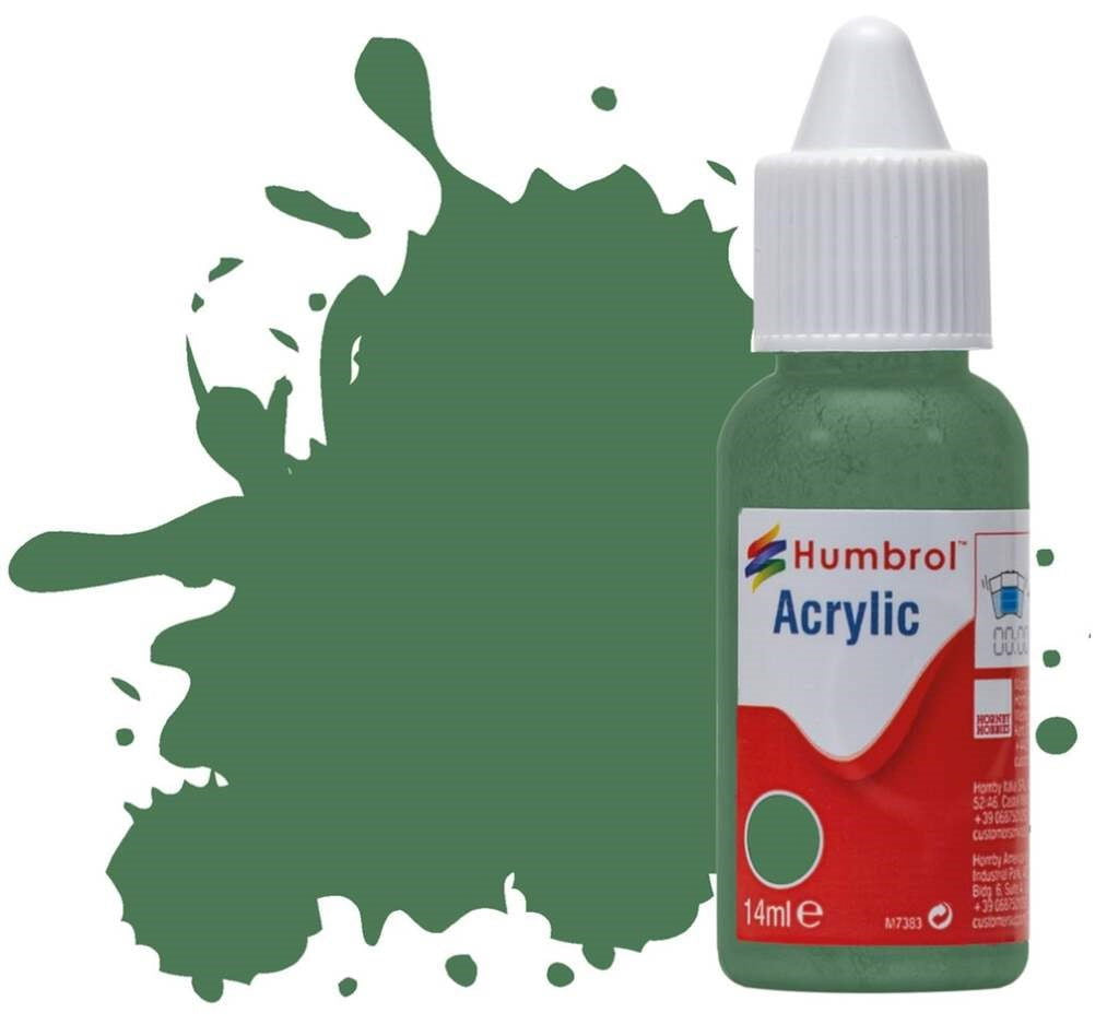 Humbrol No 101 Mid Green Matt 14ml Acrylic Dropper Bottle -  -  - Model Realm