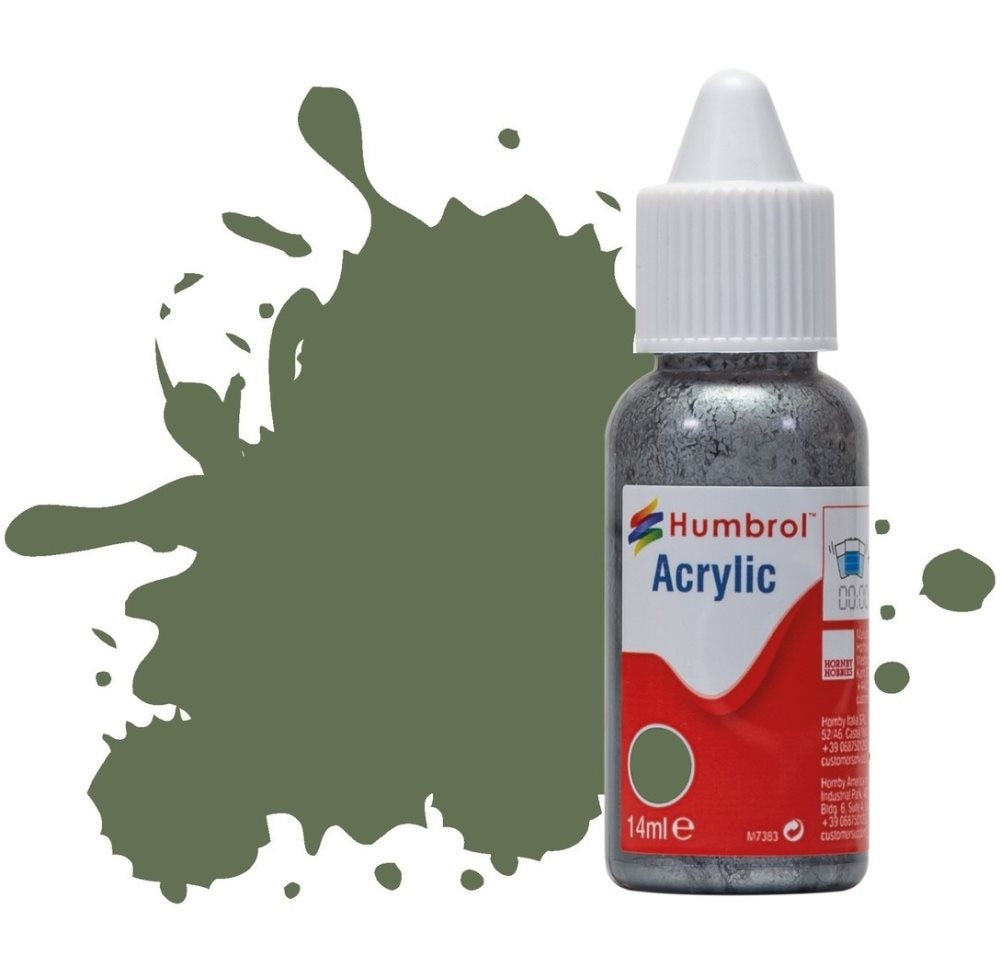 Humbrol No 102 Army Green Matt - 14ml Acrylic Dropper Bottle -  -  - Model Realm
