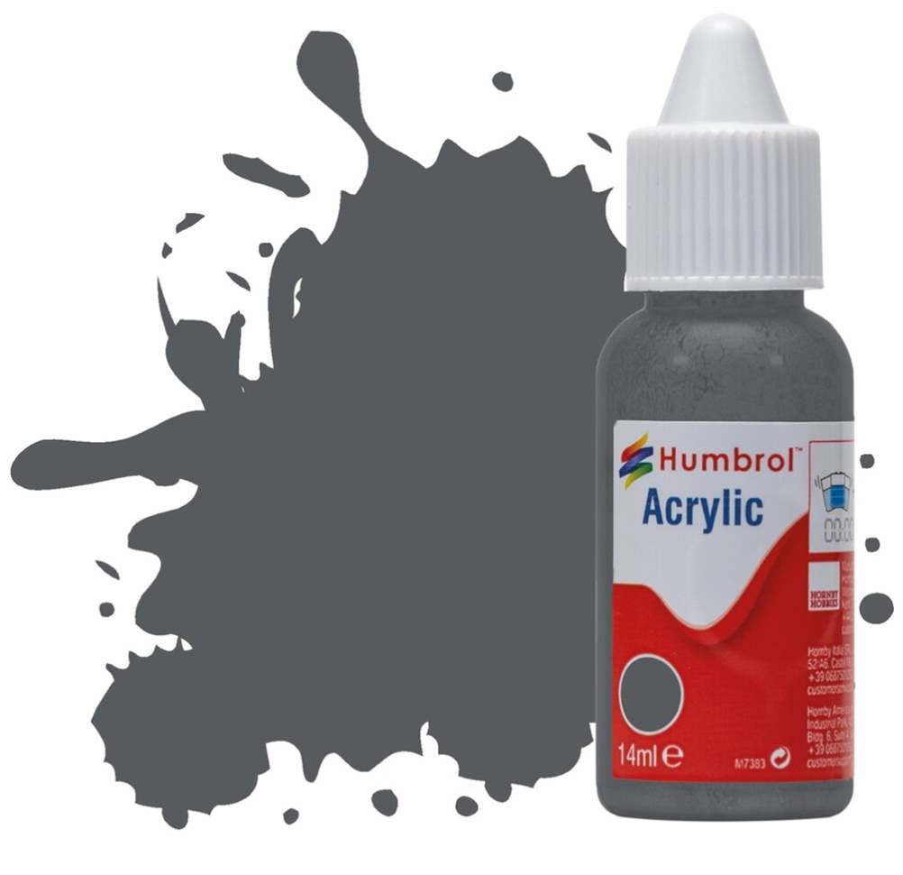 Humbrol No 125  US Dark Grey Matt - 14ml Acrylic Dropper Bottle -  -  - Model Realm
