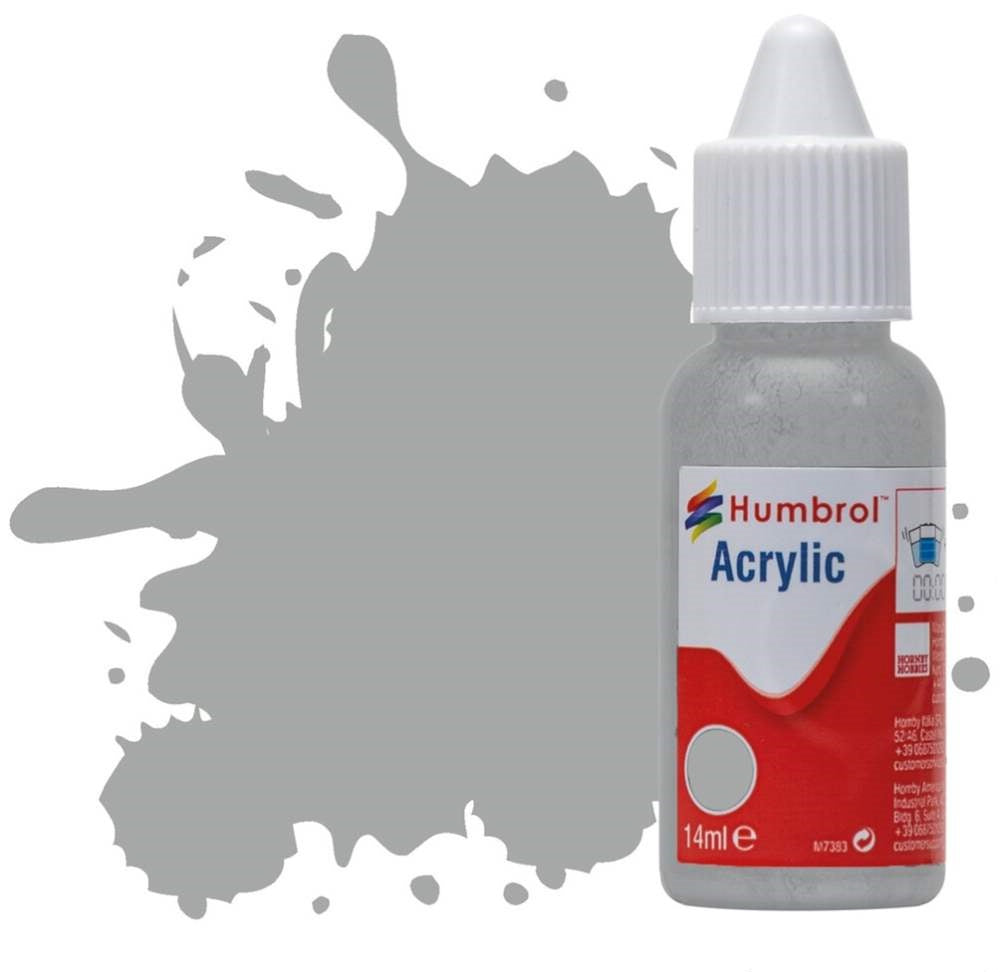 Humbrol No 129 US Gull Grey Satin - 14ml Acrylic Dropper Bottle -  -  - Model Realm