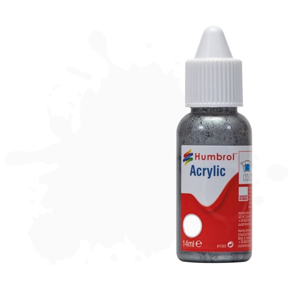 Humbrol No 130 White Satin - 14ml Acrylic Dropper Bottle -  -  - Model Realm