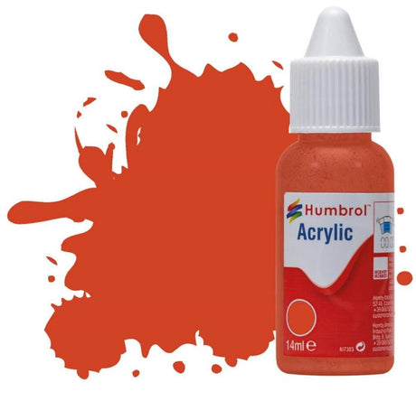 Humbrol No 132 Red Satin - 14ml Acrylic Dropper Bottle -  -  - Model Realm