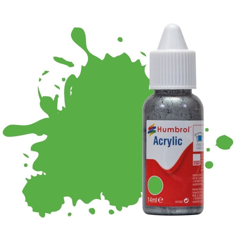 Humbrol No 208 Flourescent Signal Green Gloss  - 14ml Acrylic Dropper Bottle -  -  - Model Realm