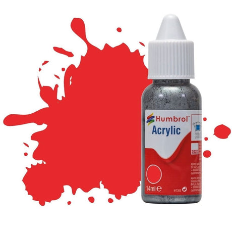 Humbrol No 209 Flourescent Fire Orange Gloss  - 14ml Acrylic Dropper Bottle -  -  - Model Realm