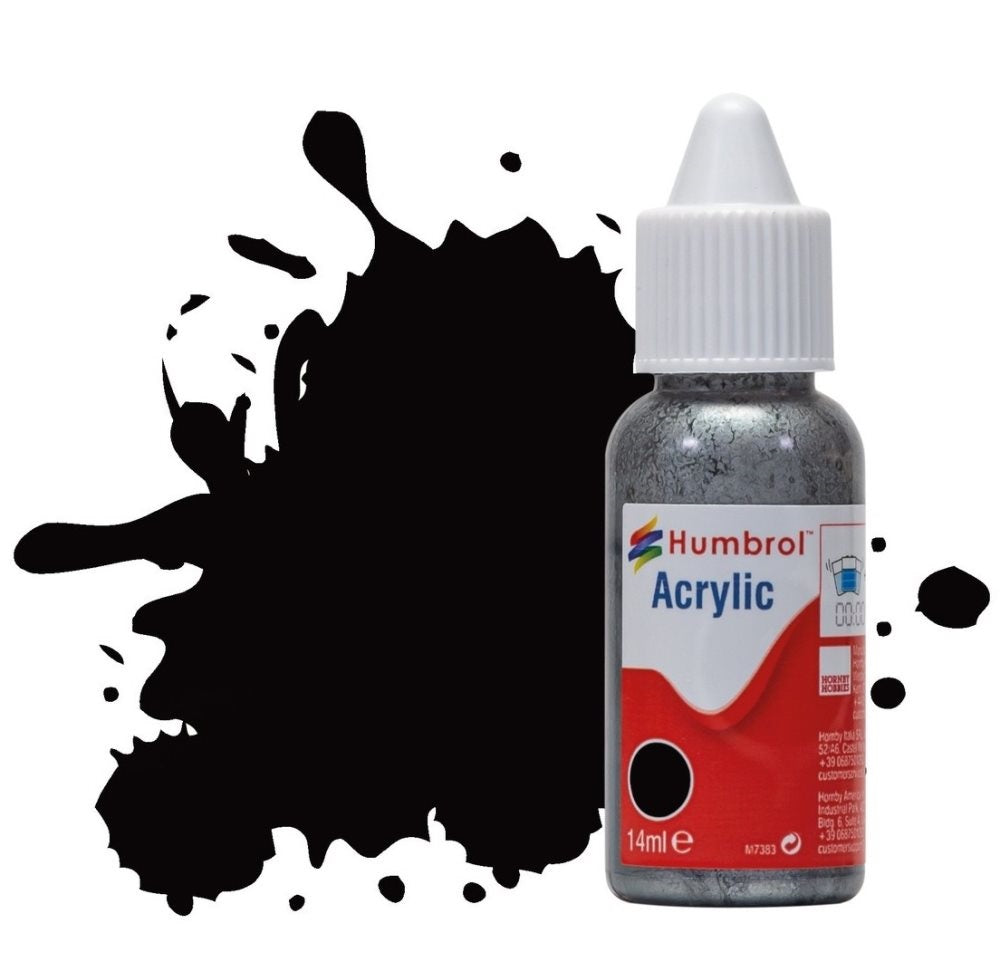 Humbrol No 85 Coal Black Satin - 14ml Acrylic Dropper Bottle -  -  - Model Realm