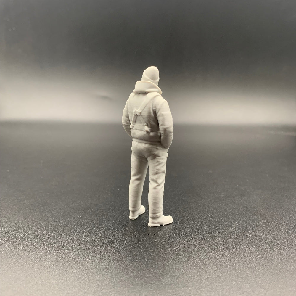 Lifeboat rescue crew figure rear view in maritime rescue clothing for model boats