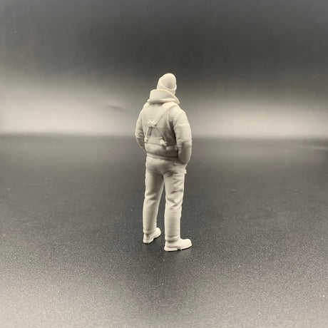 Lifeboat rescue crew figure rear view in maritime rescue clothing for model boats
