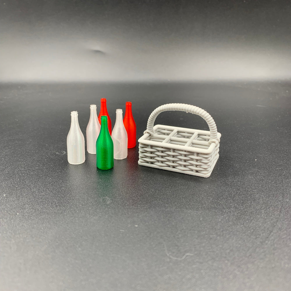 Miniature Wine Bottles & Caddy