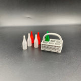 Miniature Wine Bottles & Caddy Wicker