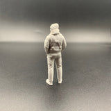 Model boat lifeboat rescue crew figure wearing knitted hat and waterproof gear