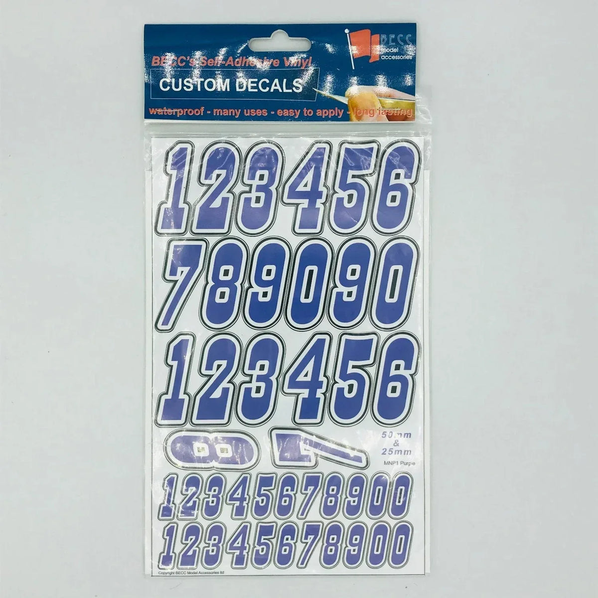 Becc Multi-Coloured Number Pack purple for Model Cars - Vinyl Decals ...