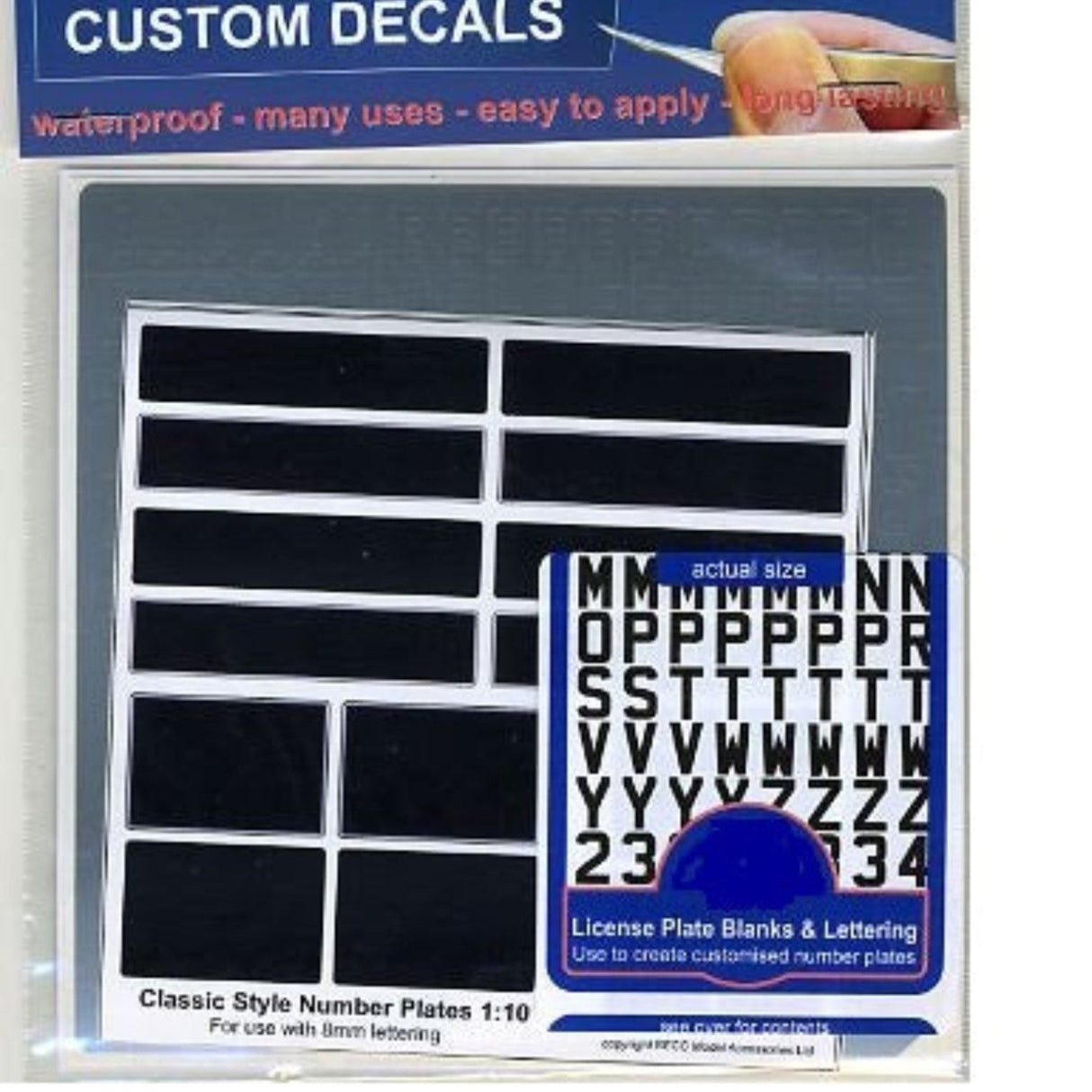 Number Plates Classic Silver Decals