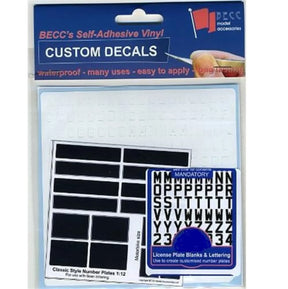 Number Plate Set 8mm Vinyl Classic White - Model Realm