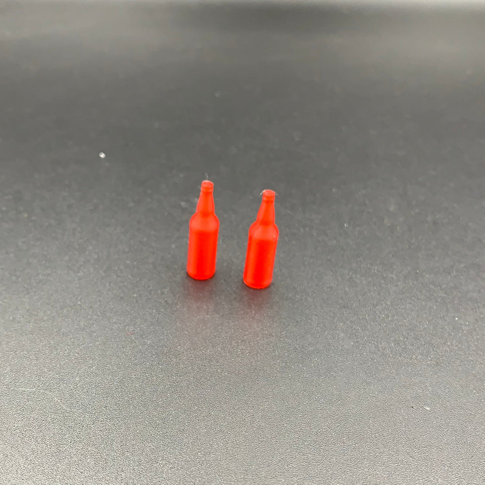 Red Miniature beer bottles for scale models, model boats, dioramas and dollshouses