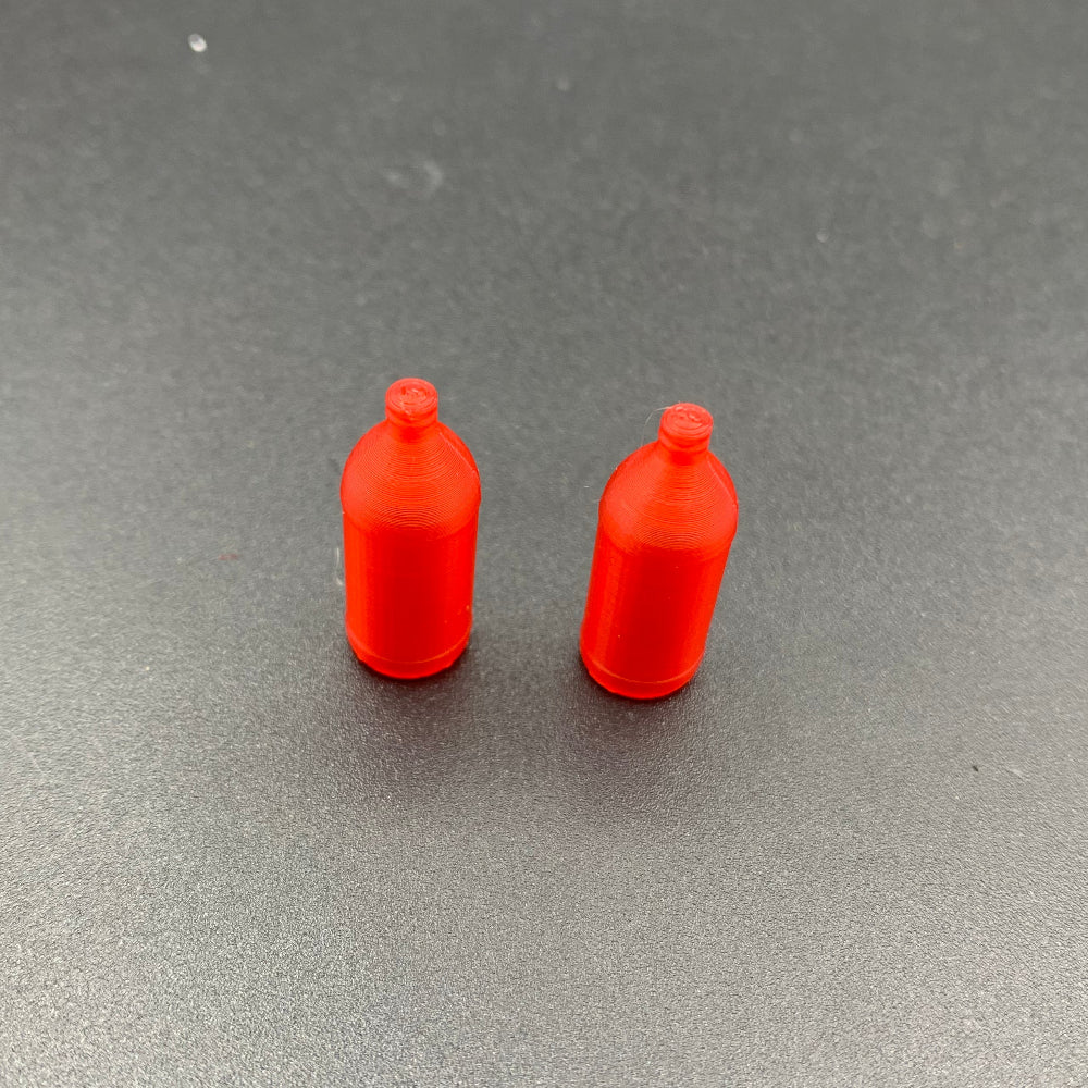 Red Miniature stubby beer bottles for scale models, model boats and dioramas