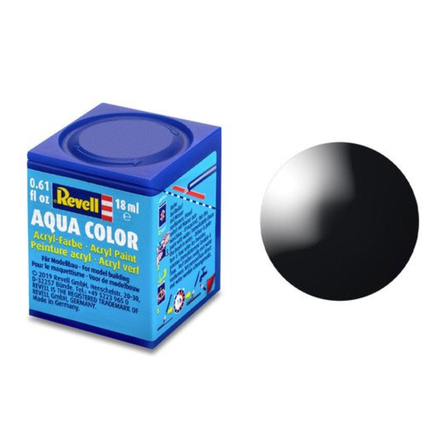Revell Aqua Color #7 Black Gloss 18ml -  -  - Model Realm