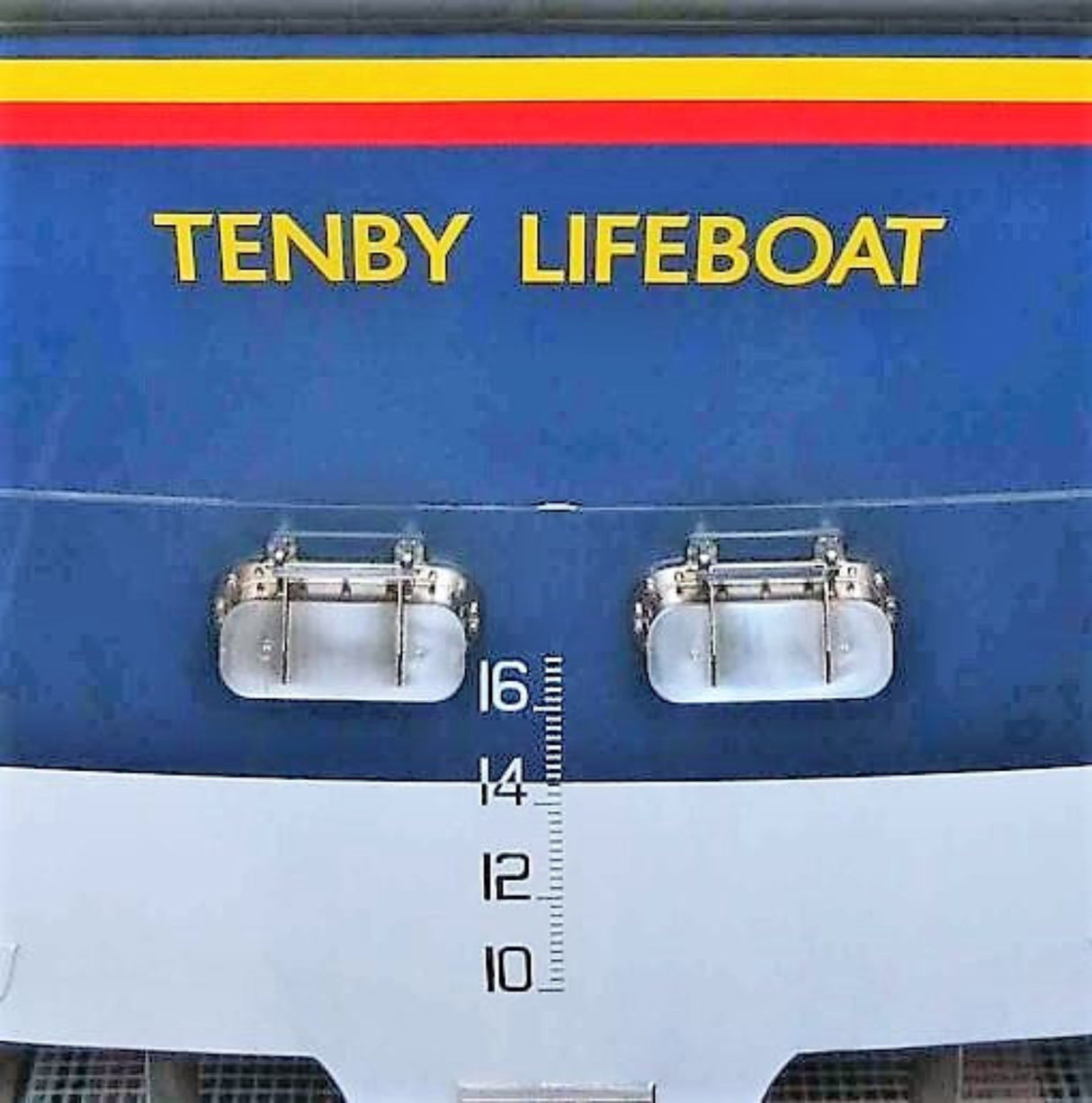 Yellow Lifeboat stern text