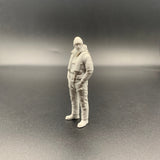 rescue crew figure shown from side view wearing weather gear 