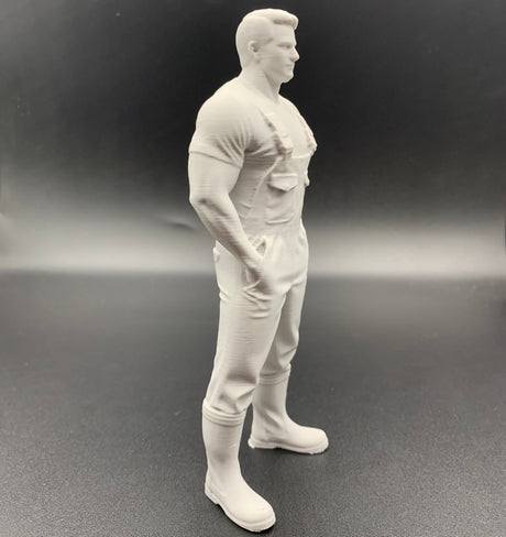 side view model boat crew figure or farm hand